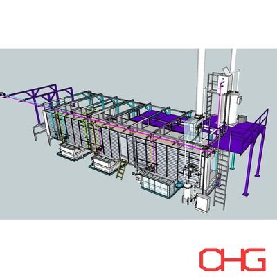 Fan şeklindeki nozel, toz kaplama üretim hattı için ön işleme püskürtme tüneli
