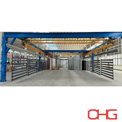 Metal raflar Güçsüz konveyör sistemi ve PLC kontrol ünitesi ile toz kaplama hattı