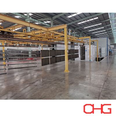 Alüminyum profilleri için özel yapım profesyonel elektrostatik toz kaplama hattı üretilmiştir